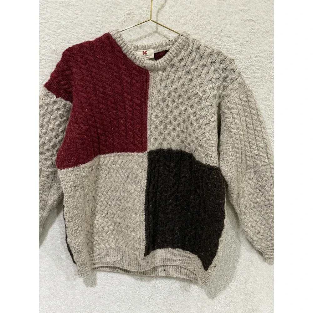 Carraig Donn Aran Sweater 100% Pure New Wool Cable Knit Ireland Fisherman Block